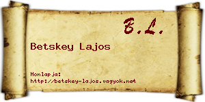 Betskey Lajos névjegykártya